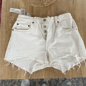 Levi's White Frayed Jean Shorts 501 Women’s Size 27